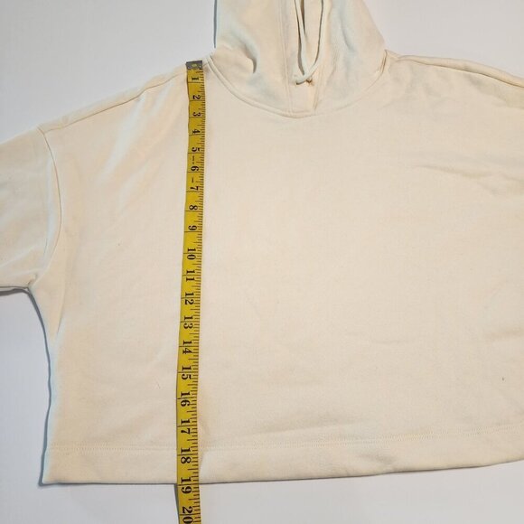 Halara sz M women Dropped Shoulder Drawstring Cropped Hoodie Sweatshirt Cream - Picture 6 of 10